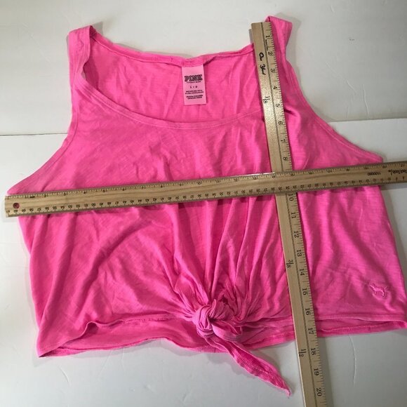 Victoria's Secret PINK L Front Tie Crop Tank Neon - Picture 5 of 13